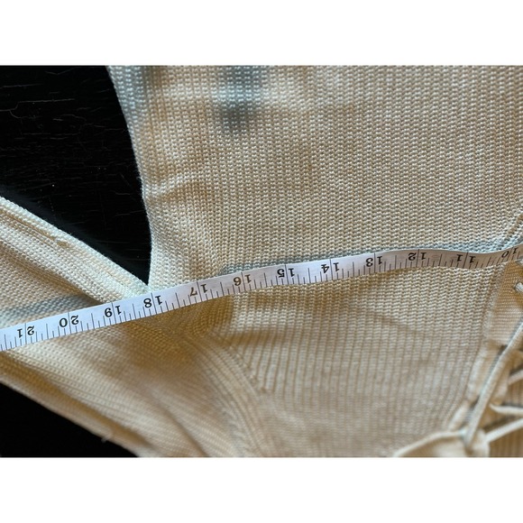 Lauren Ralph Lauren Cream Lace Up Sweater Women's‎ Knit Pullover - Picture 8 of 9